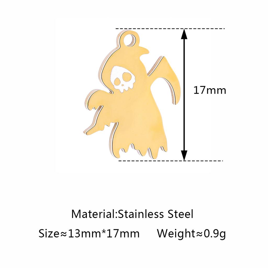 5Pcs/Lot Hollow Halloween Theme Charms Stainless Steel Skull/Pumpkin/Vampire Bat/Witch/Spider/Ghost Pendants For Jewelry Makings