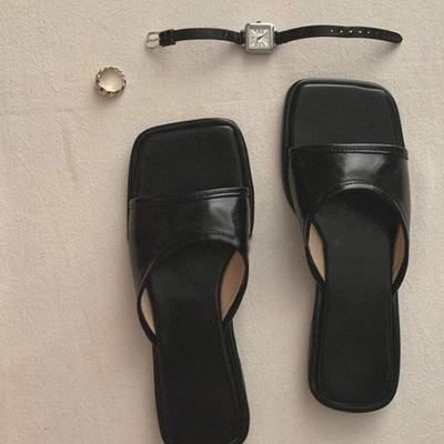 Модная женская обувь в продаже Открытый носок Горячая распродажа Повседневные шлепанцы Женские Уличные Повседневные Квадратный носок Женские Лаконичные Низкий каблук Неглубокие Сандалии