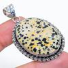 Dalmation Jasper Gemstone 925 Sterling Silver Jewelry Pendant 2.21" SU-10741