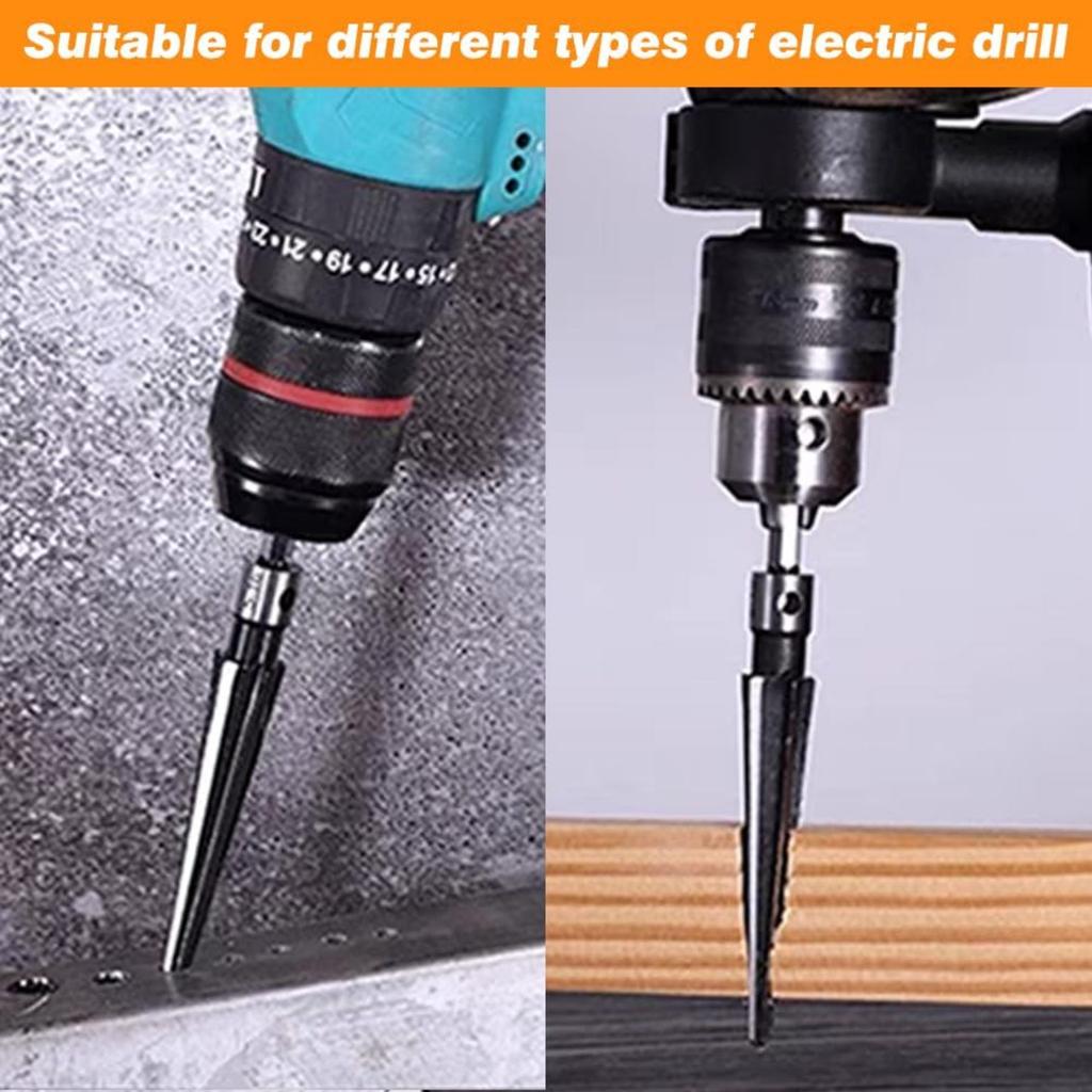 EMVANV 2Pcs Bridge Pin Hole Reamer, 3-13mm(1/8''-1/2'') & 5-16mm(½-5/8") T Handle Taper Reamer Set, 6 Fluted Chamfer Reaming Tool, Bridge Pin Hole