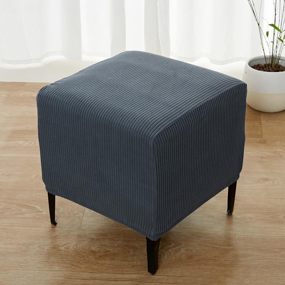 Jacquard Velvet Ottoman Dust Protector Elastic Fabric Wrap Stool Slipcover Hotel Room Furnishing