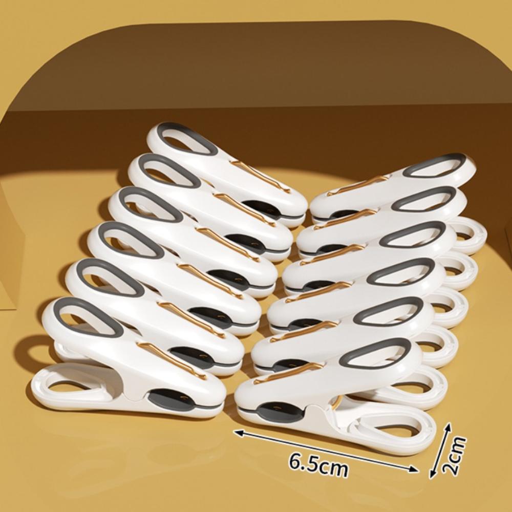 12pcs Durable Plastic Clothes Pins Green White Household Food Clips No Pressing Marks Socks Underwear Clips for Laundry Room