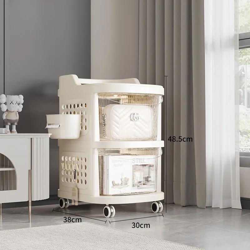 Drawer-Type Trolley Storage Rack Household Toy Snack Cabinet Cart Movable Bookshelf Multi-layer Handcart with Pulleys Trolley