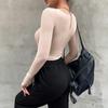 Slim Ladies Sexy Bodysuit Solid Fashion Skinny Bodycon Women Bodysuit Long Sleeveles O-Neck Casual Black Beige Female Bodysuit