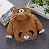Children's Warm Cotton-padded Winter Thick Coat Cute Bear Shape Baby Corduroy Hooded Zip Jacket