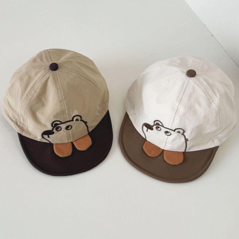 Casual Infant Sun Visor Hat Quick Dry Kids Peaked Caps Spring Cartoon Bear Baby Hat  Boys/girls