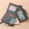 Men's Wallet Short Multi-card Function Thin Soft Wallet Retro Matte Zipper Change Clip Driver's License Card Bag