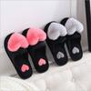 2025 Heart Shaped Slippers Women's Warm Non-slip Platform Shoes Indoor Fashion Cute Cotton Slippers Chaussons Plats