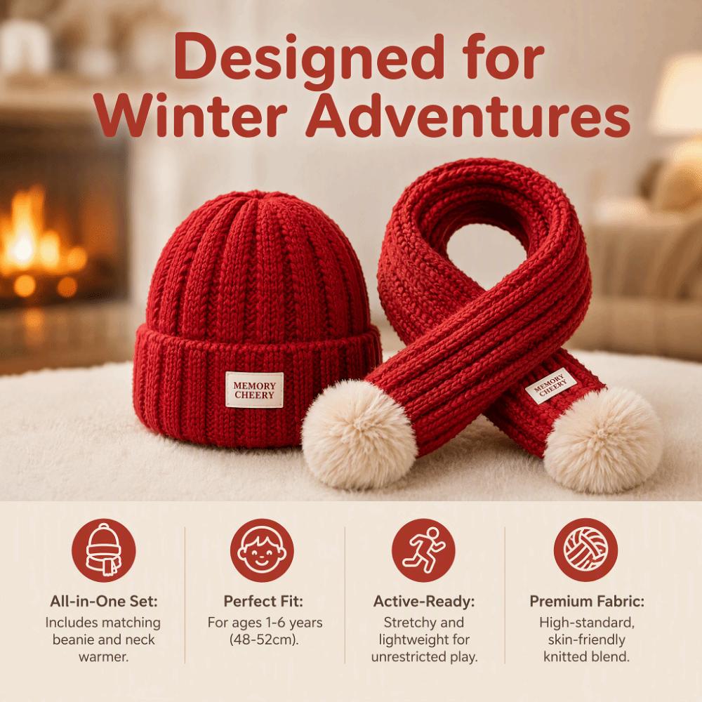 Knitted Kids Hat Scarf Set Soft Baby Beanie Hat New Children Winter Hat Cold Weather Accessories