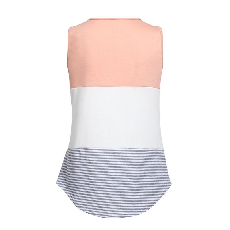Женская удобная рубашка для беременных и кормящих мам в полоску без рукавов с круглым вырезом, рубашка для беременных