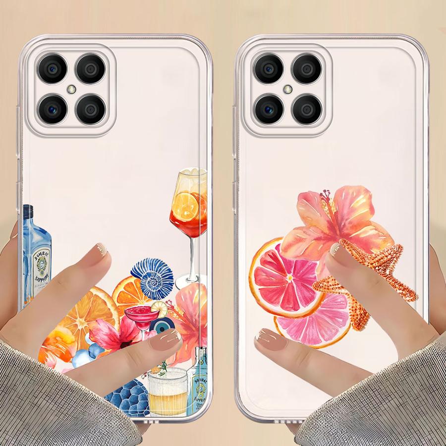 Чехол для Honor 90 Lite X8b X8a X9a X7b X8 X9b Мягкая накладка на телефон Фрукты Цветы