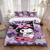 3 шт. Набор постельного белья Kuromi's Sweet Halloween Adventure с принтом Sanrio (1 Пододеяльник + 2 Наволочки, Без Наполнителей), Мягкий и удобный S058