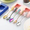 Creative Stainless Steel Rose Spoon & Fork Set: Gift Box for Coffee & Dessert – Perfect Wedding Gift