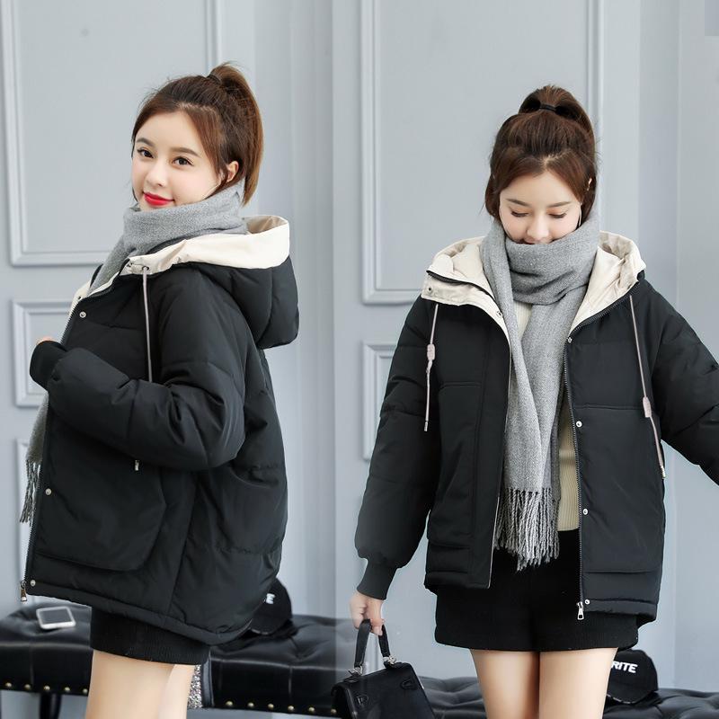 Winter Cotton Jacket Women's Short Winter Korean Bread Jacket Solid Color Warm Down Jacket Casual Cotton Jacket Loose Cotton Jacket
