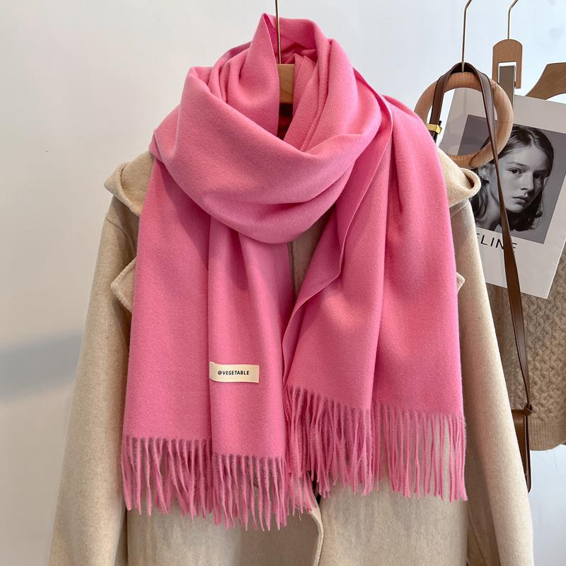 "Korean Style Pink Imitation Cashmere Scarf - Cute Winter Gift for Women, Boyfriends & Girlfriends"