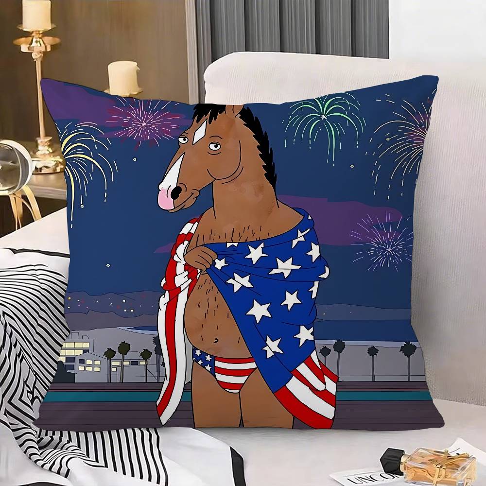 Funny Bbojack HorsemanS Customizable Square Pillowcases Stylish And Soft Perfect For Beds Cars And Sofas