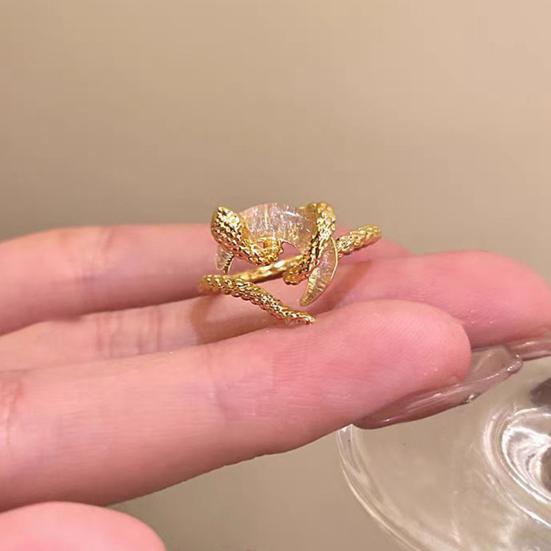 Кольцо в виде змеи, регулируемое открывающееся кольцо с лунным декором, золотой сплав, ретро-стиль, безымянный палец, подарок на Новый год