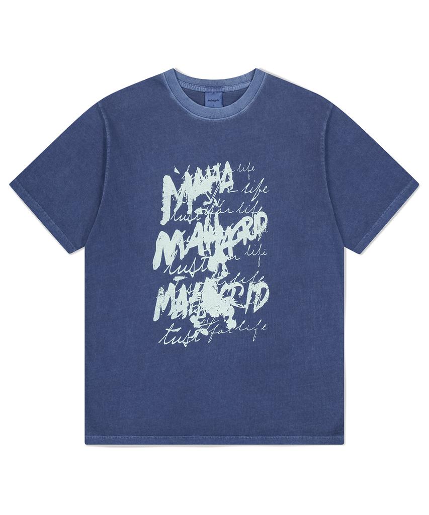 MAHAGRID Футболка с пигментной печатью Writer Синяя(Mg2Fmmt516A)