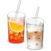 Большой стакан из прозрачного стекла, креативный стеклянный тамблер 500 мл с соломинкой, прочная кофейная чашка, стакан для сока с крышкой, барные аксессуары