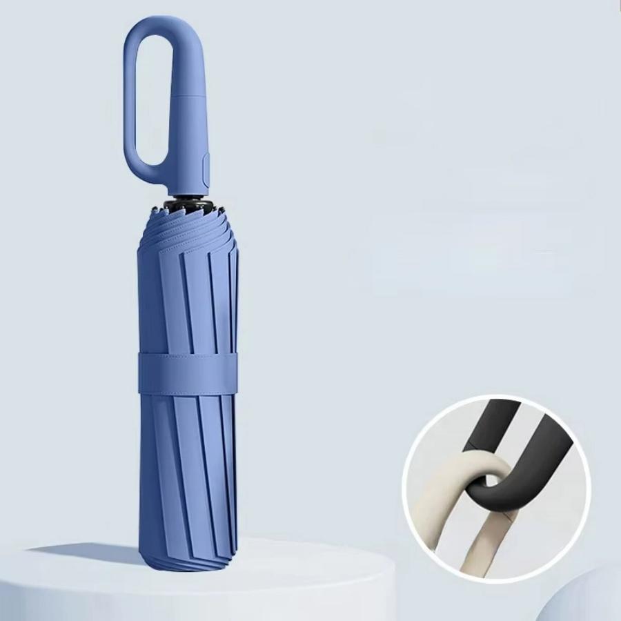 Полностью автоматический складной зонт с кольцевой пряжкой, ветрозащитный водонепроницаемый, увеличенный толстый, автомобильный зонт с защитой от обратного ветра для мужчин и женщин