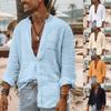 Дизайнерские весенне-летние мужские повседневные хлопковые льняные рубашки с длинным рукавом, свободные рубашки