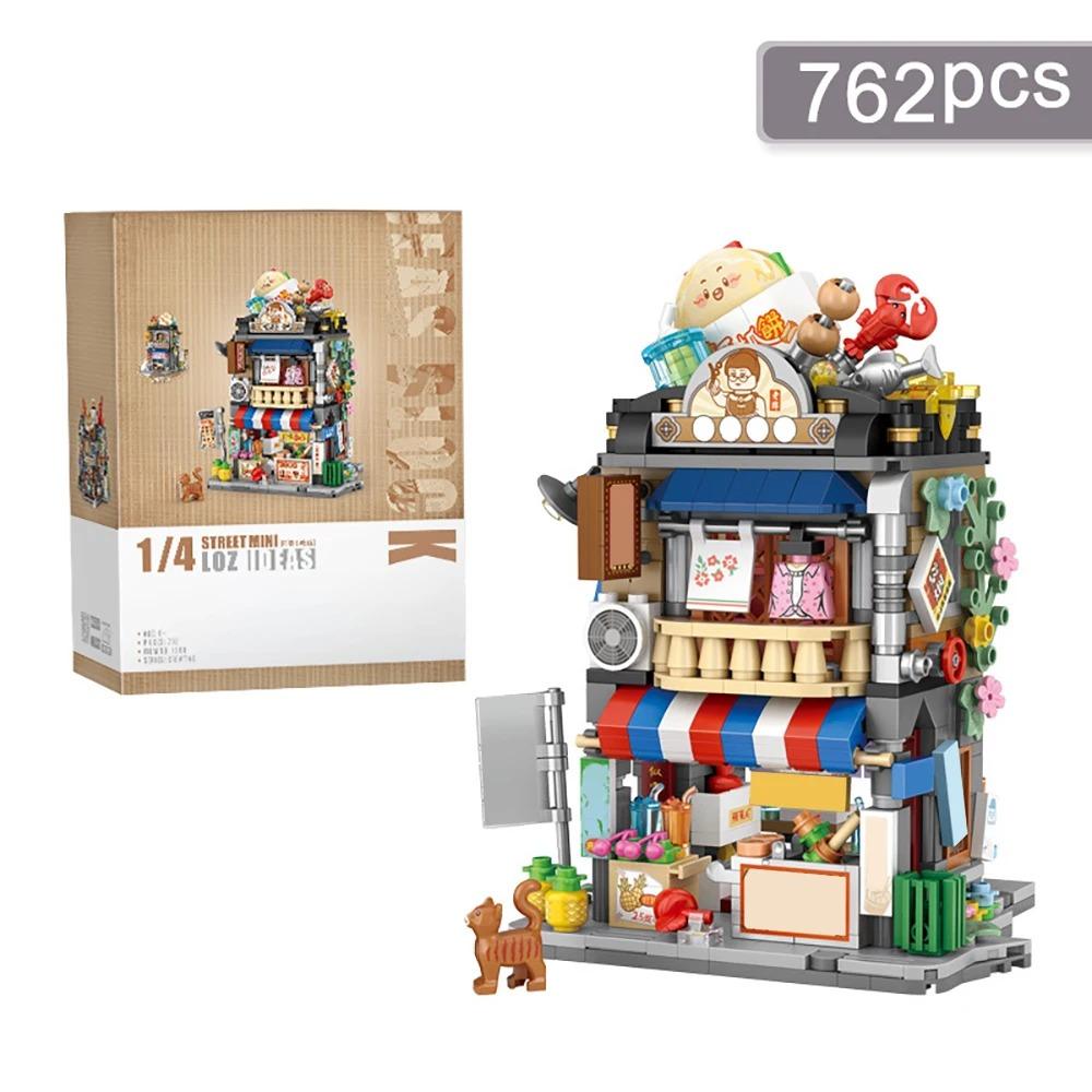 Street View Mini Building Blocks Set Китайская хипстерская модель магазина блюд Игрушки для взрослых Магазин лимонного чая Речные улитки Магазин рисовой лапши