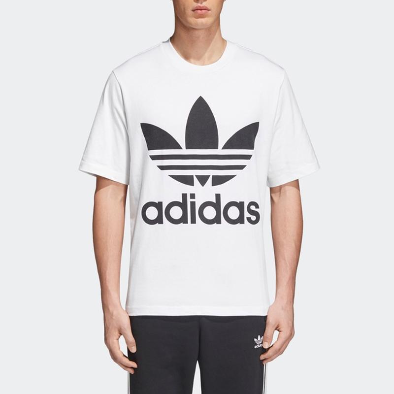 Adidas Футболка с круглым вырезом Originals Trefoil Casual Print для мужчин, белые CW1212