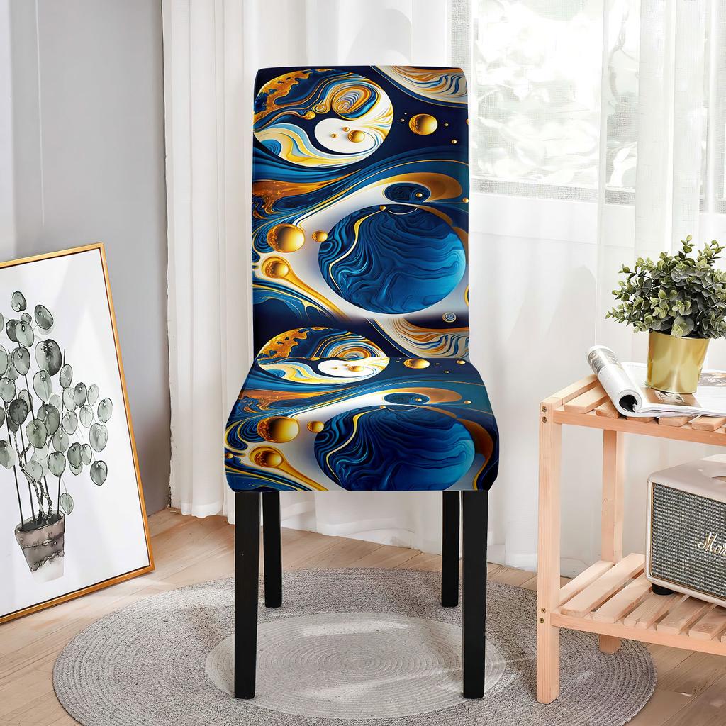 Чехол для стула с принтом из мрамора, универсальный чехол для стула Four Seasons для дома