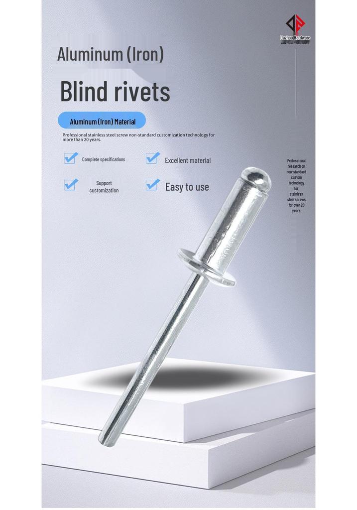 Aluminum & Iron Open Type Blind Pop Rivets with Flat Round Head
