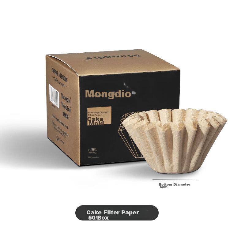 Mongdio Coffee Filter Papers, Cake-Shaped Pour-Over Coffee Filters, Natural Wood Pulp, 50 Pieces Per Pack