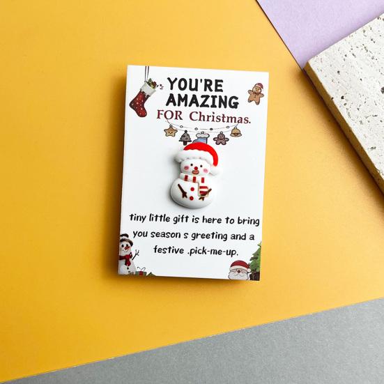 10 Sets Christmas Pocket Hug Gifts Mini Resin Positive Pocket Hug Token with Encouragement Card Appreciation Gifts for Coworker