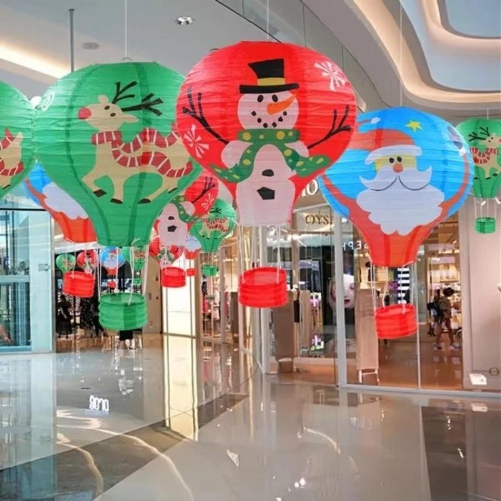 Santa Claus Reindeer Snowman Hot Air Balloon Paper Lantern Christmas Decoration