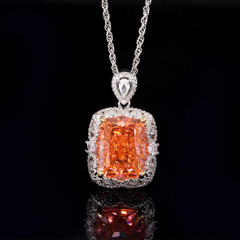 Ювелирные изделия Высокоуглеродистый бриллиант огранки ледяной цветок медный инкрустированный светильник роскошный кулон основной камень 12 * 16