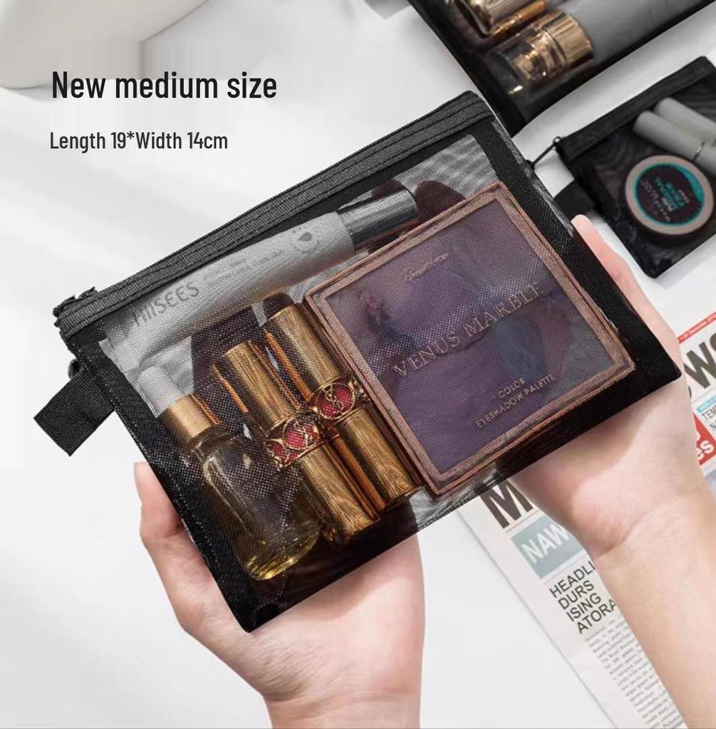 Прозрачная сетчатая косметичка: Вместительная портативная дорожная косметичка для помады и туалетных принадлежностей