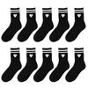 3/5/10/20 Pairs Women's Crew Socks Black Socks, Heart and Stripes, Comfortable, Breathable, Moisture-Wicking
