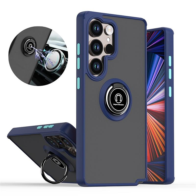 Чехол для Samsung Galaxy S24 Ultra 5G Матовый Жесткий ПК Броня Coque Galaxy S24 Plus S 24 FE S24Ultra Магнитный Держатель Кольцо Крышка