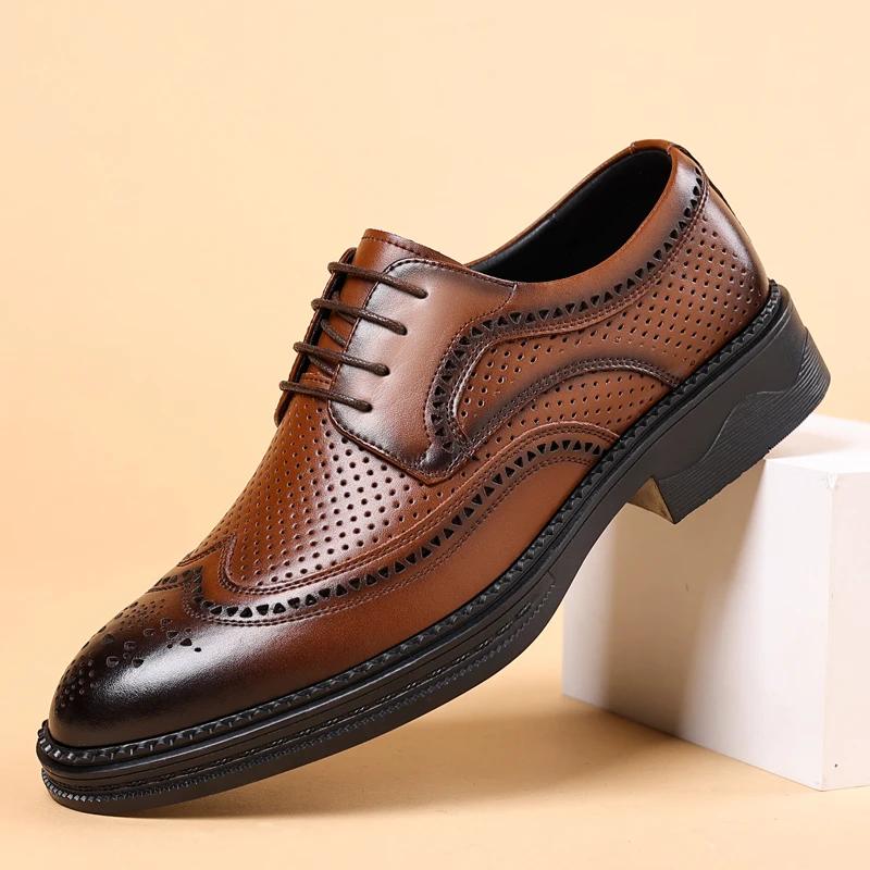 Мужские кожаные туфли броги классические деловые офисные туфли на шнуровке модные мужские повседневные туфли роскошные банкетные туфли мужские