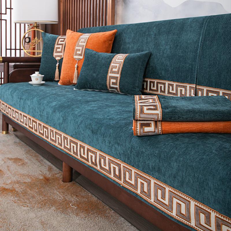New Chinese Style Chenille Sofa Cushion Non-Slip Solid Sofa Covers for Living Room Universal for All Seasons Sofa Cover Armchair