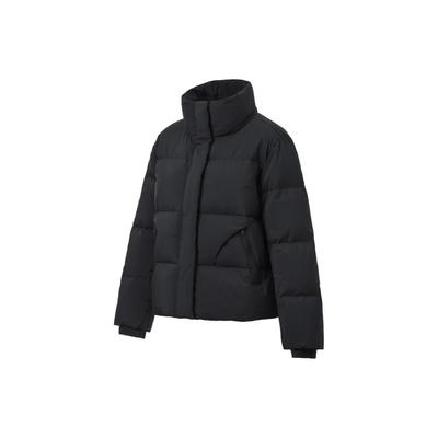 Li Ning Fitness Series FW23 однотонный воротник-стойка водонепроницаемый антистатический свободный пуховик женская верхняя одежда черный AYMT096-3