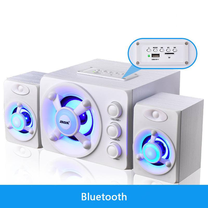 SADA Multimedia 2.1 Настольный компьютерный динамик Светодиодный светильник с тяжелыми басами Сабвуфер Домашний динамик USB Power Bluetooth