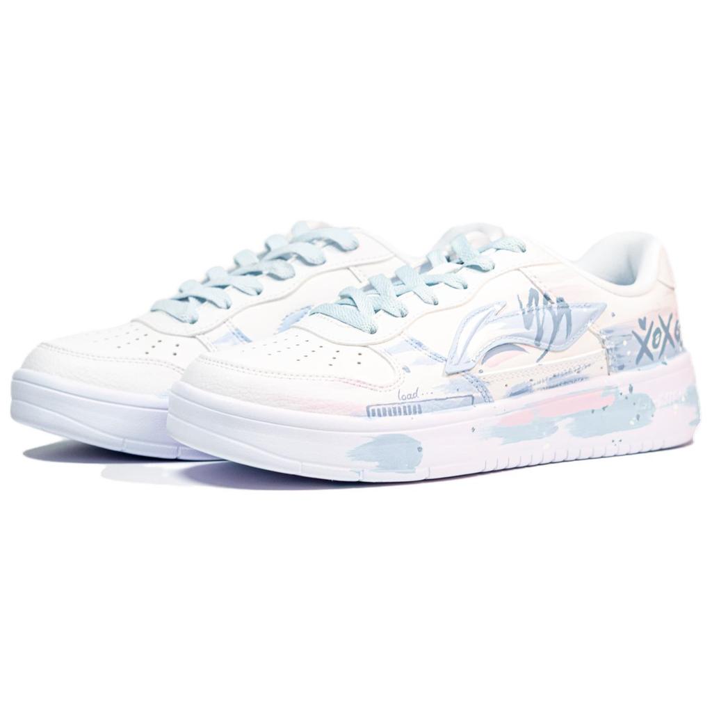 Li Ning Плывущая лодка Легкие и дышащие Низкие кеды для скейтборда Женские Белый Синий AGCS420-6(Команда802--)