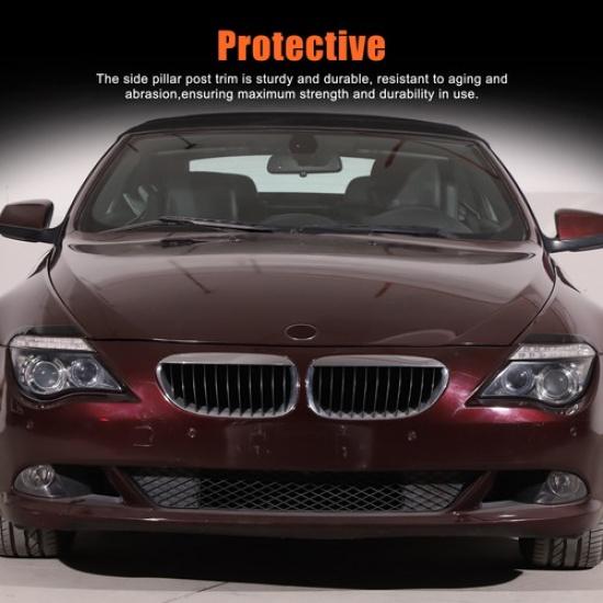 Piano Black Headlight Eyebrow Trim Sticker For BMW 6 Series E63 E64 2006-2010