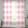 Розовый клетчатый узор, весенние шторы для спальни, тюлевые прозрачные занавески для гостиной, домашний декор, вуаль, шторы