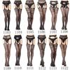 European & American Women's Mesh Jacquard Garter One-Piece Pantyhose