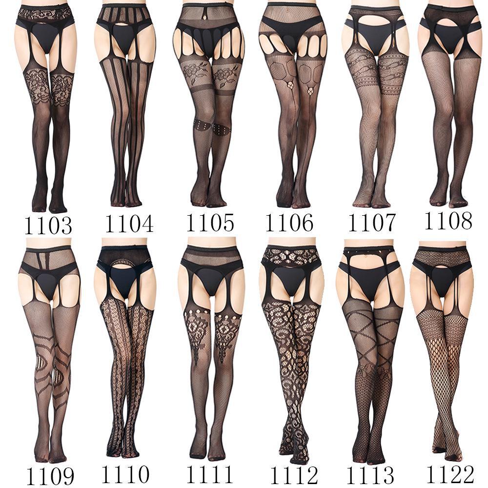 European & American Women's Mesh Jacquard Garter One-Piece Pantyhose