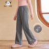 ChanZuigou Girls' Fleece-Lined Antibacterial Straight-Leg Casual Pants