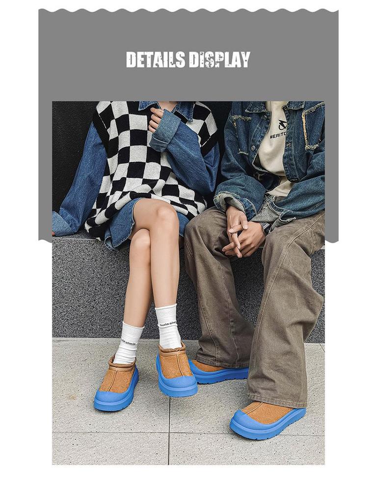 2023 Winter Fur Snow Boots: Thick Sole, Velvet-Lined, Unisex Couples Style, Enhanced Height, Warm Cotton