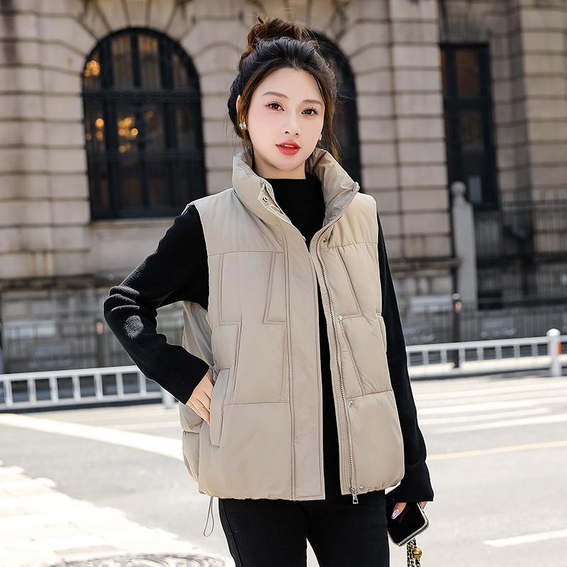 Korean Version Stand-up Collar Small Vest Women's Short Down Cotton Vest Slim and Thin Foreign Cotton Vest Tide