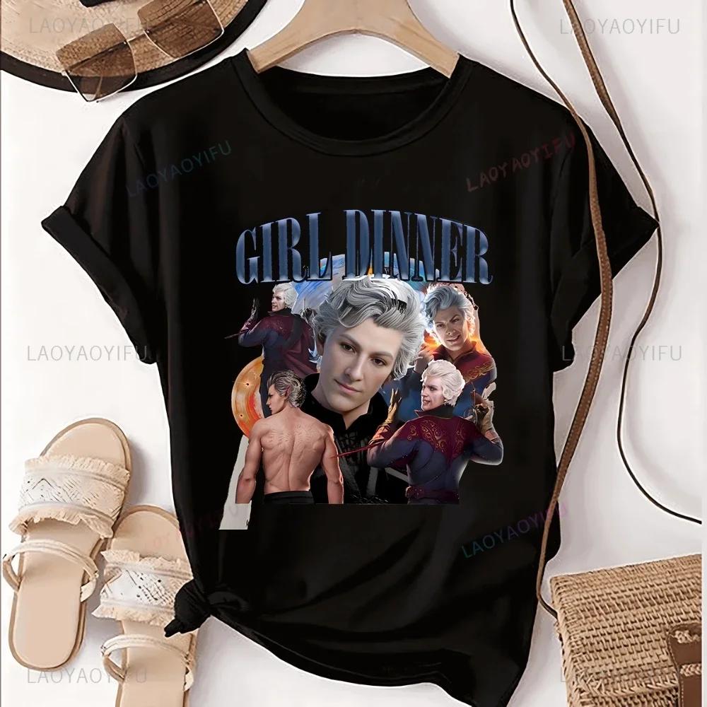 Винтажная футболка с графическим принтом Astarion Girls Dinner Borders Gate 3 Girls Men Ретро Готика Крутая Футболка