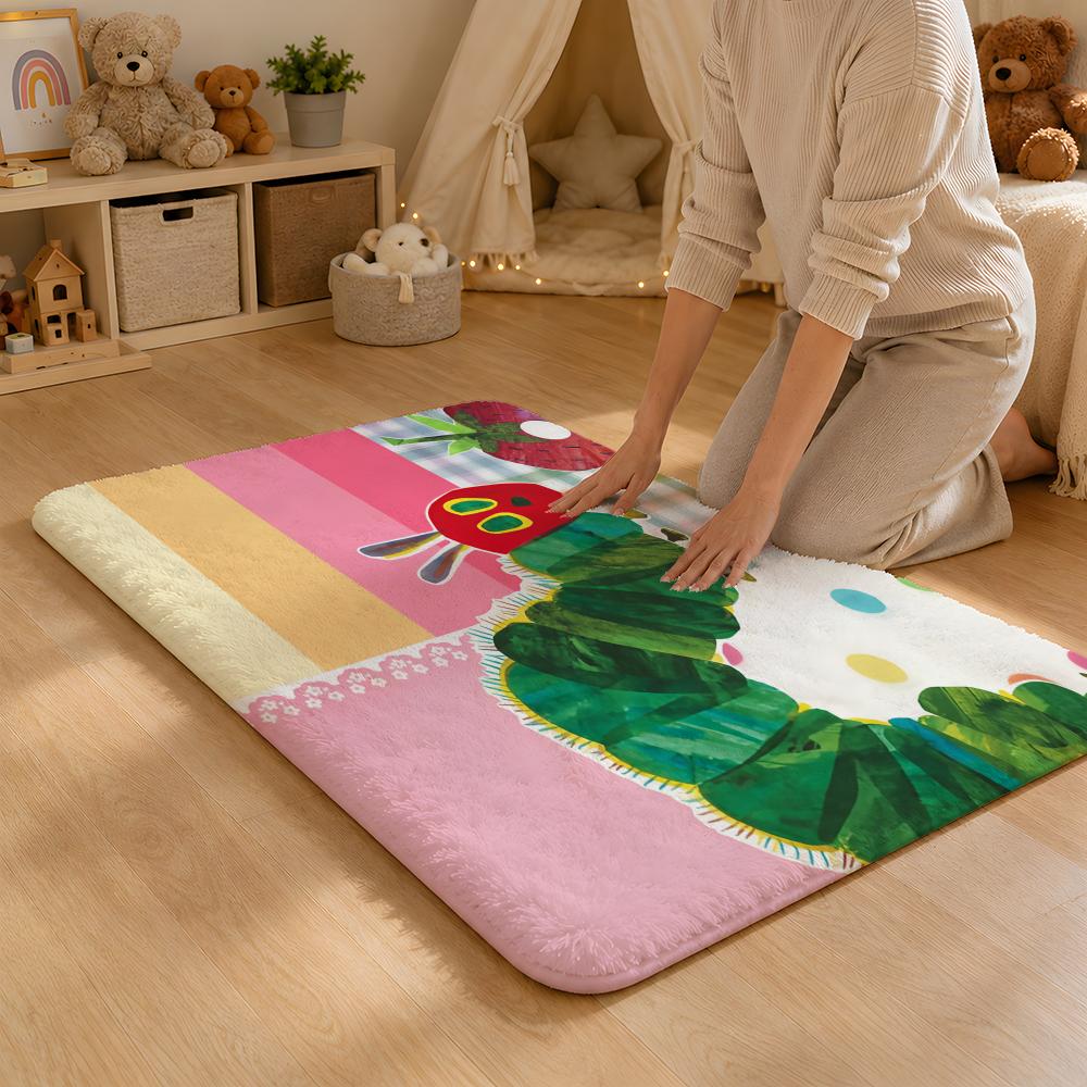 The Very Hungry Caterpillar Floor Mat Flannel Rug Non Slip Absorbent Soft Washable For Entryway Hallway Bathroom Kitchen Decor